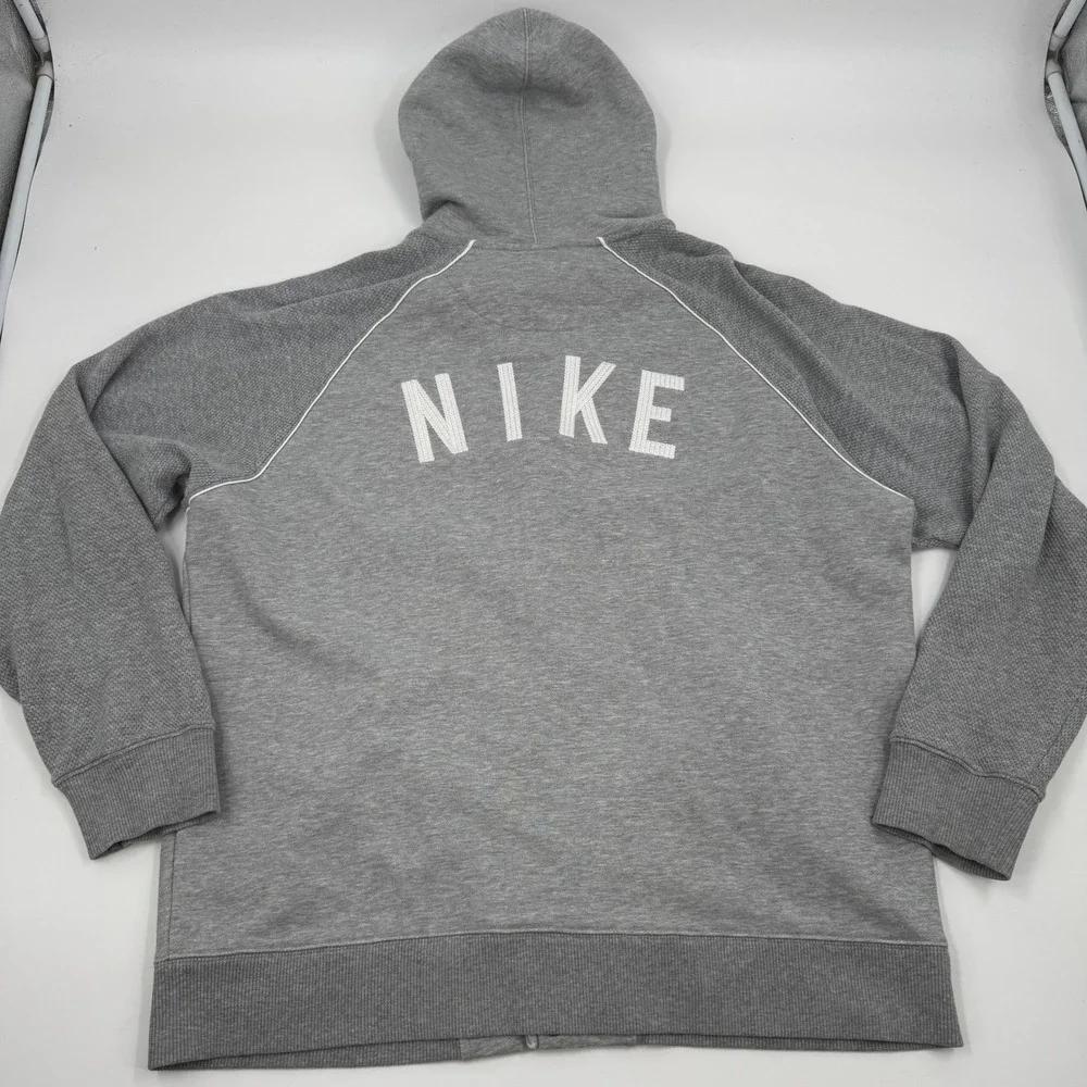 Nike‎ Athletic Dept Hooded Varsity Jacket Mens Large Grey Snap 521482-063